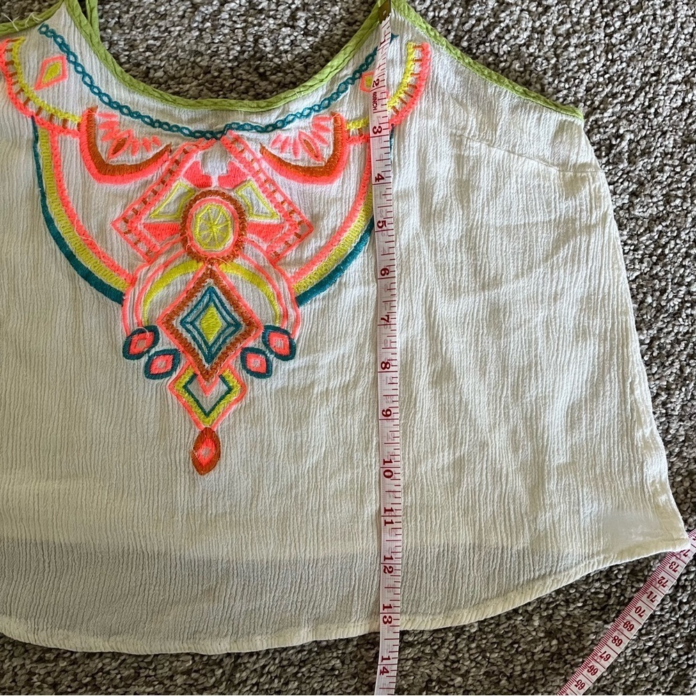Small Flying Tomato White Aztec Pattern Boho Crop… - image 7